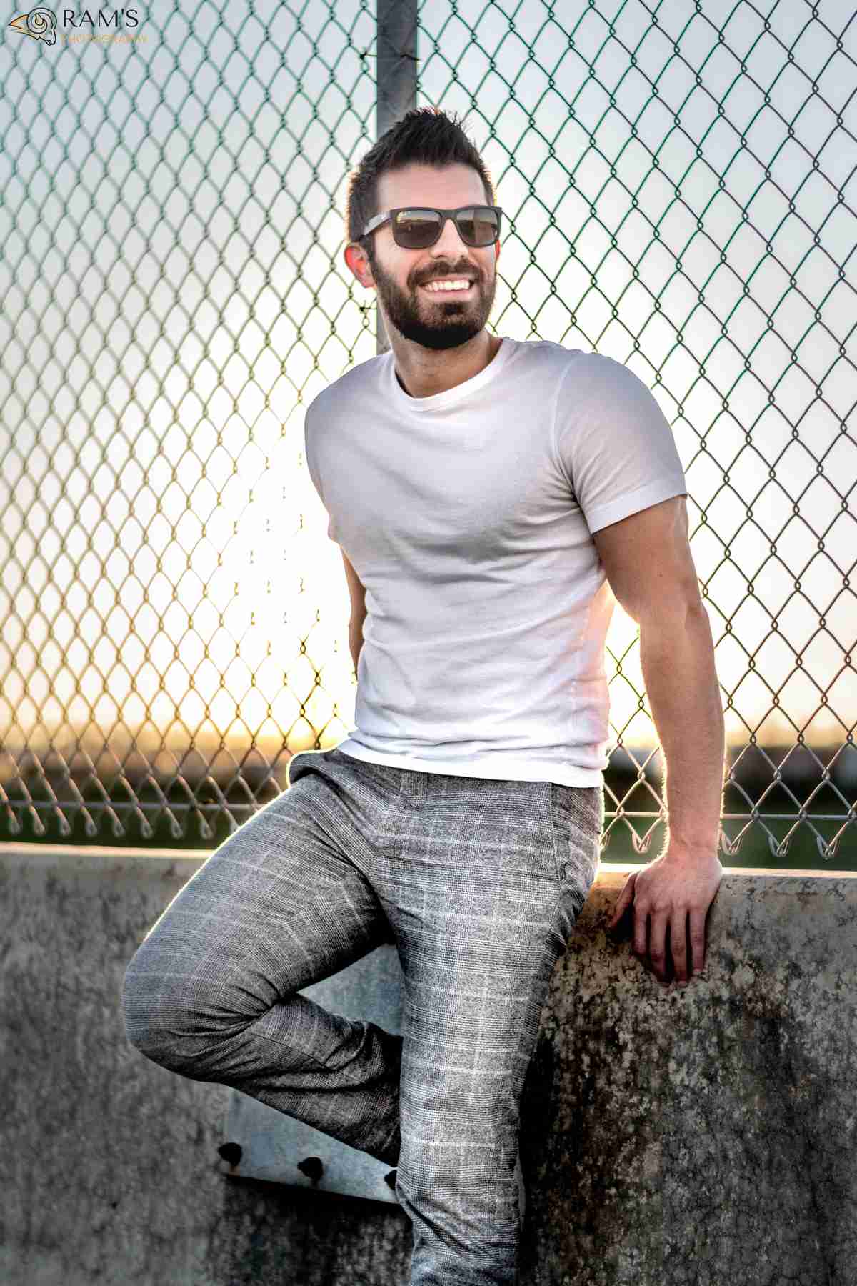 male model by the fence